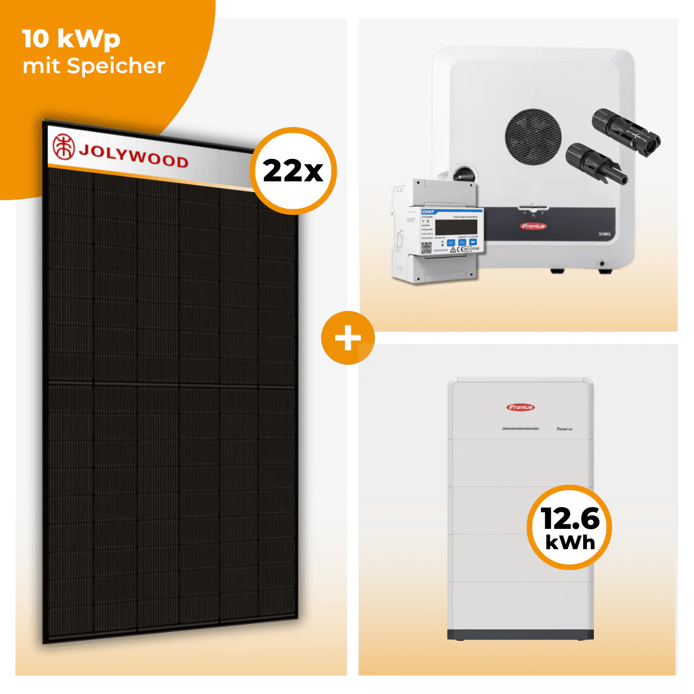 PV Komplettset 10 kWp – 22 x Jolywood 455 Full Black & Fronius Symo GEN24 Plus opt. Fronius Reserva Speicher - Image 5