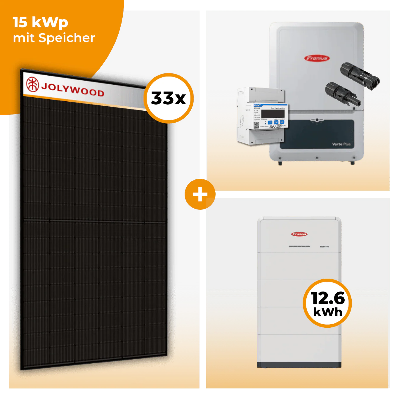 PV Komplettset 15 kWp – 33 x Jolywood 455 Full Black & Fronius Verto Plus 15.0 opt. Fronius Reserva Speicher - Image 5