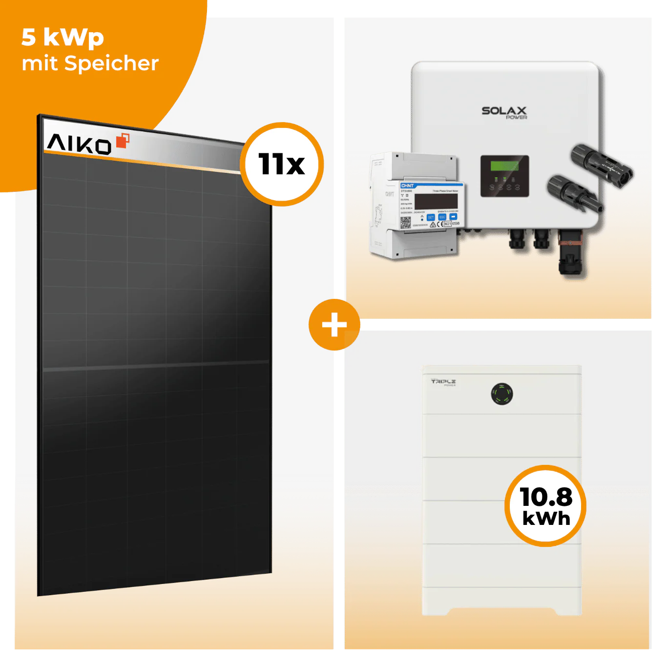 PV Komplettset 5 kWp – 11 x Aiko 470 Neostar 3S+ & Solax X3 Hybrid opt. T-BAT SYS Speicher - Image 5