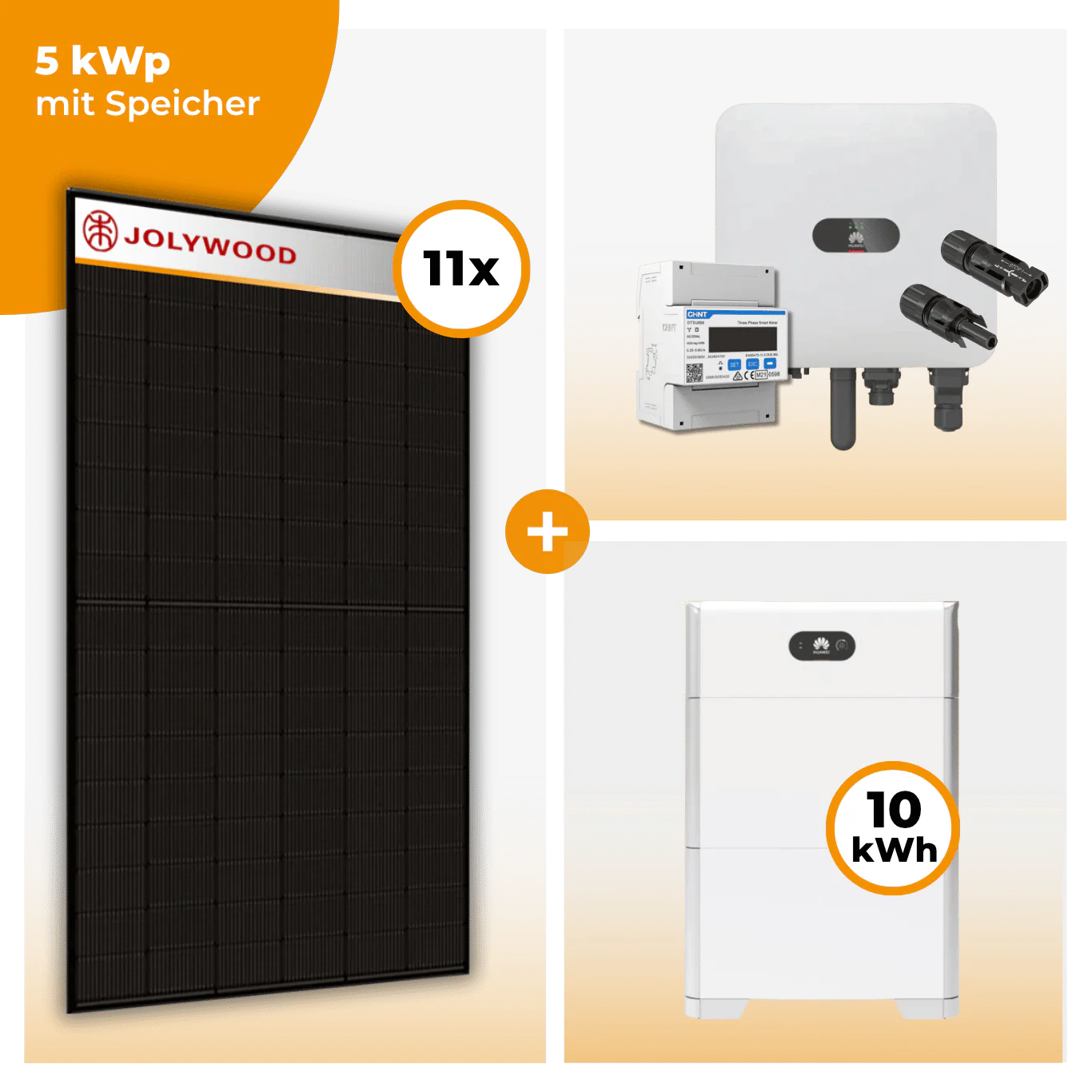PV Komplettset 5 kWp – 11 x Jolywood 455 Full Black & Huawei SUN2000 MAP0 opt. Huawei LUNA2000 Speicher - Image 4
