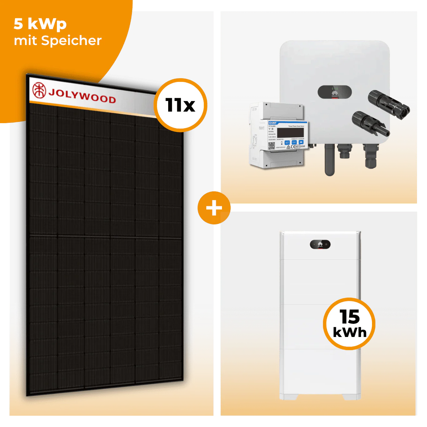 PV Komplettset 5 kWp – 11 x Jolywood 455 Full Black & Huawei SUN2000 MAP0 opt. Huawei LUNA2000 Speicher - Image 5