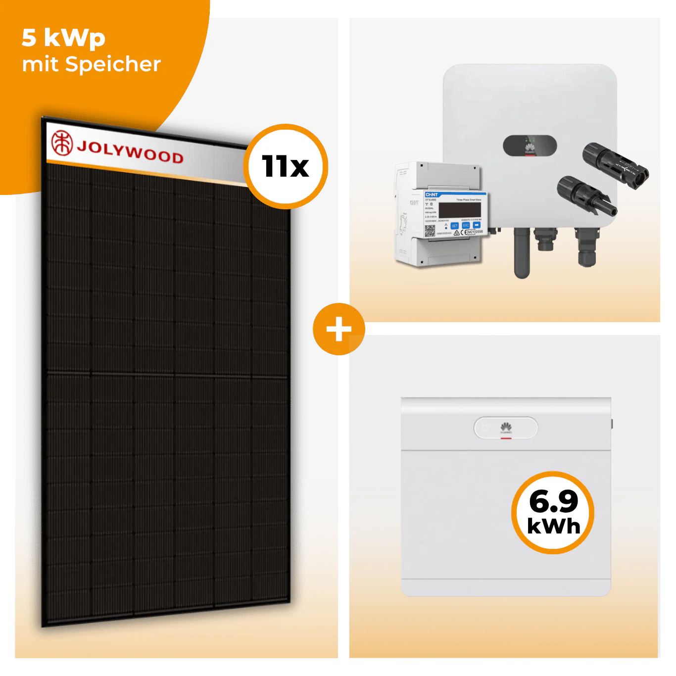 PV Komplettset 5 kWp – 11 x Jolywood 455 Full Black & Huawei SUN2000 MAP0 opt. Huawei LUNA2000 Speicher - Image 6