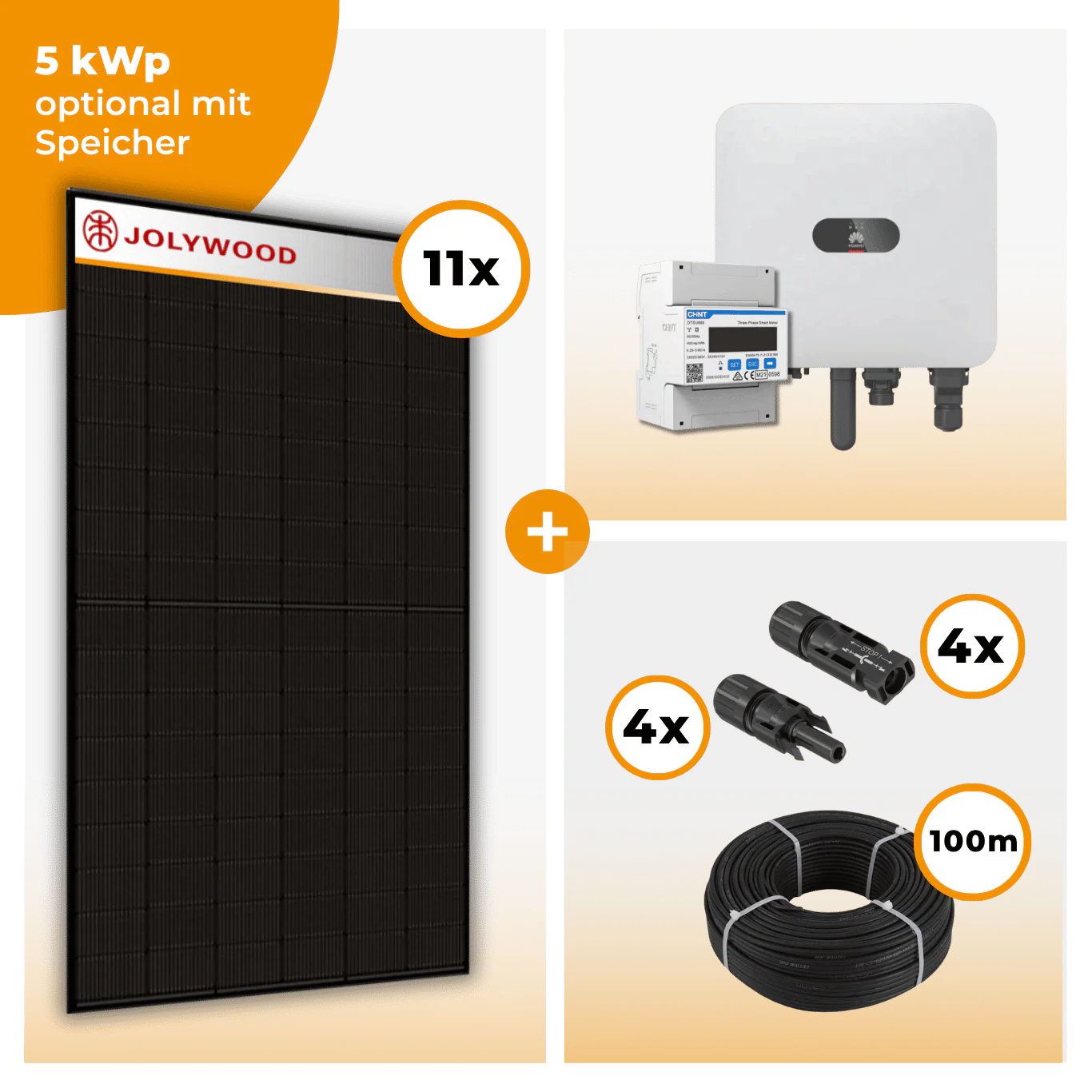 PV Komplettset 5 kWp – 11 x Jolywood 455 Full Black & Huawei SUN2000 MAP0 opt. Huawei LUNA2000 Speicher - Image 9