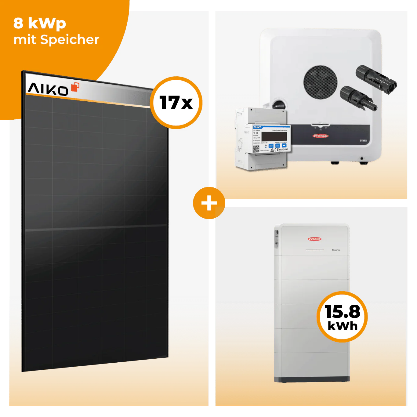 PV Komplettset 8 kWp – 17 x Aiko 470 Neostar 3S+ & Fronius Symo GEN24 Plus opt. Fronius Reserva Speicher - Image 6