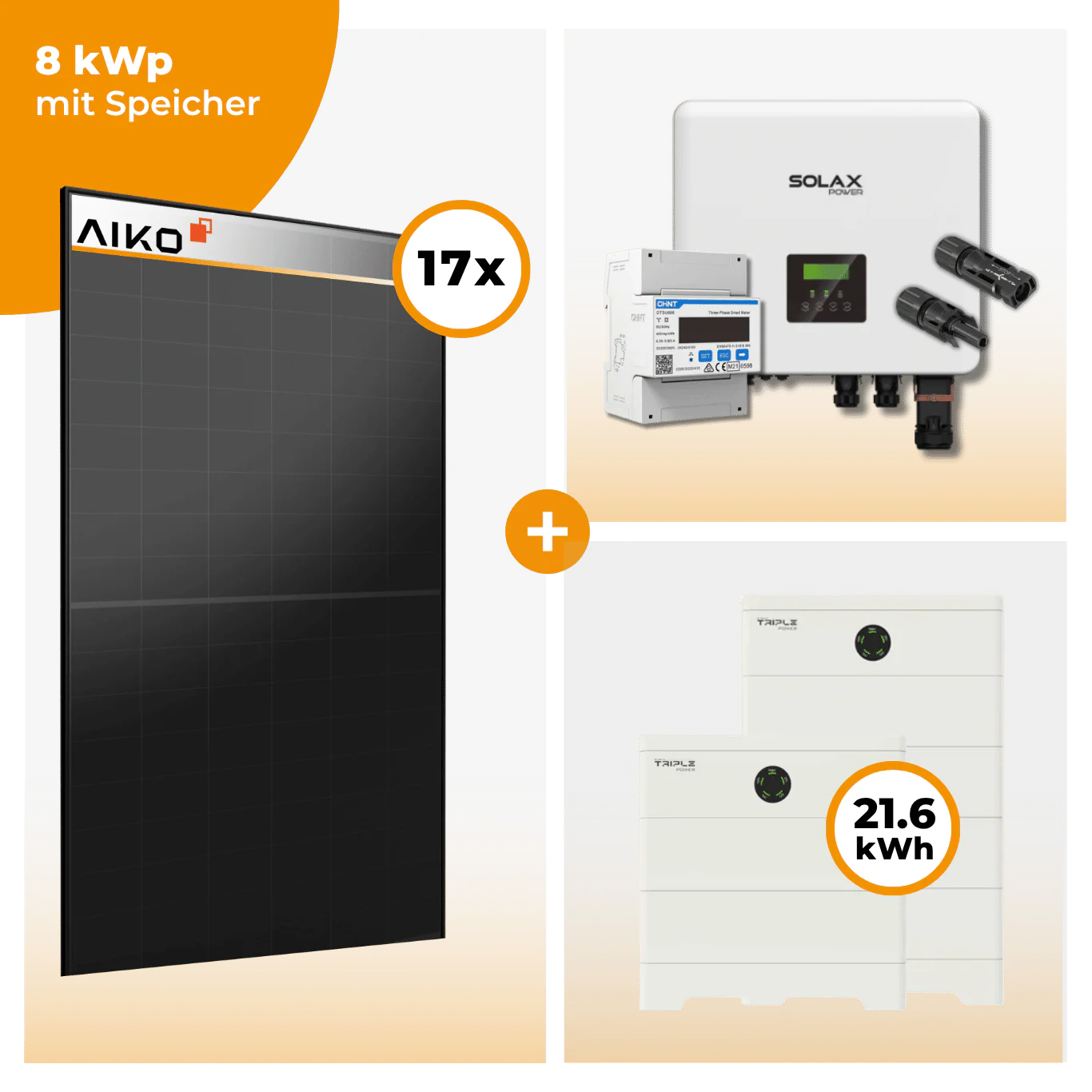 PV Komplettset 8 kWp – 17 x Aiko 470 Neostar 3S+ & Solax X3 Hybrid opt. T-BAT SYS Speicher - Image 8