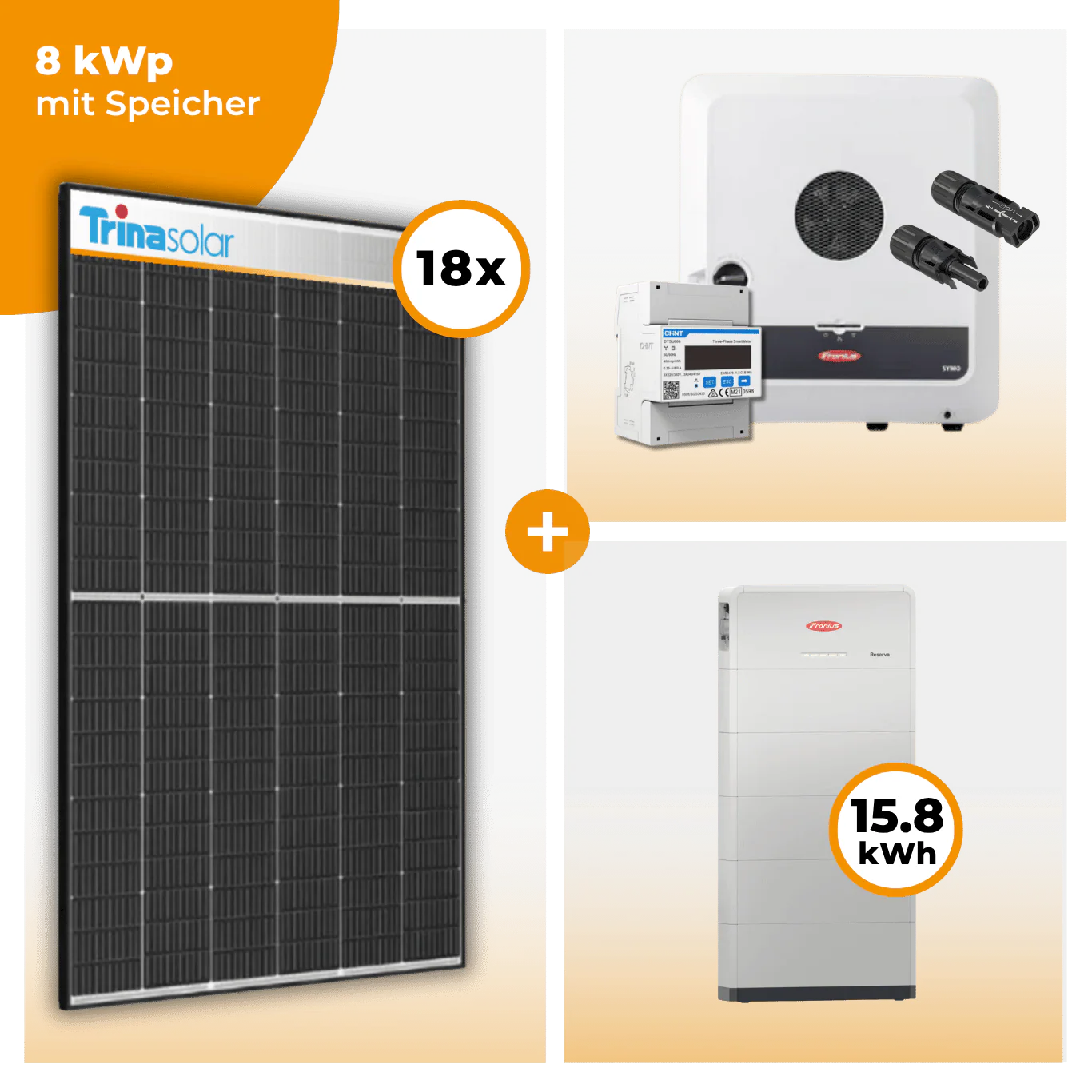 PV Komplettset 8 kWp – 18 x Trina 455 Black Frame & Fronius Symo GEN24 Plus opt. Fronius Reserva Speicher - Image 6